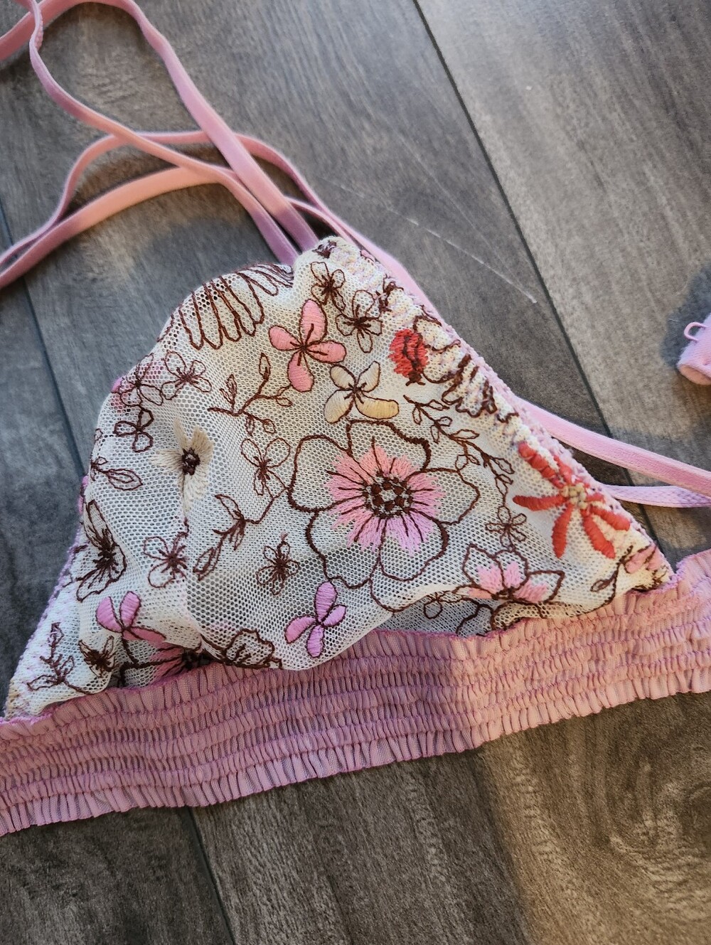 Aerie Bralette Bra Pink Floral
